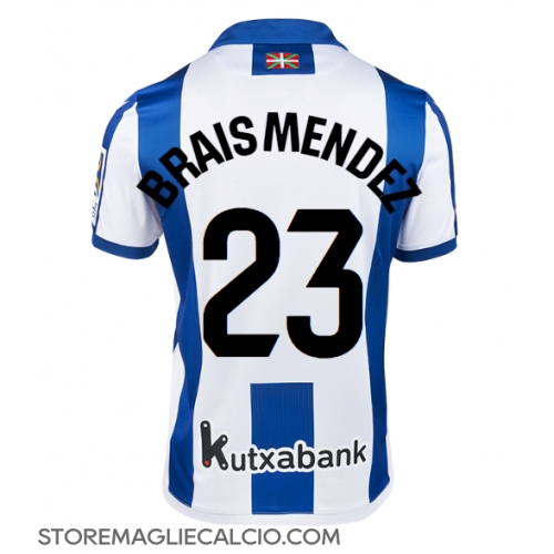 Real Sociedad Brais Mendez #23 Maglia Gara Casa Repliche 2024-25 Maniche Corte Real Sociedad Brais Mendez #23 Maglia Gara Casa Repliche 2024-25 Maniche Corte